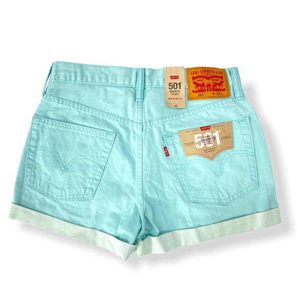 Levi's Mid-Rise Cuffed Mint Green 501 Shorts NWT - Picture 3 of 7